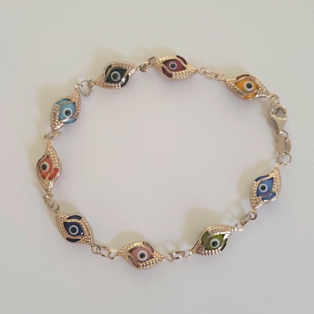 Sterling Silver evil eye bracelet new